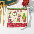 Christmas Party Napkins Disposable Dinner Serviettes Santa Claus Christmas Tree Gifts Flower Element Style Art Decoupage Napkins