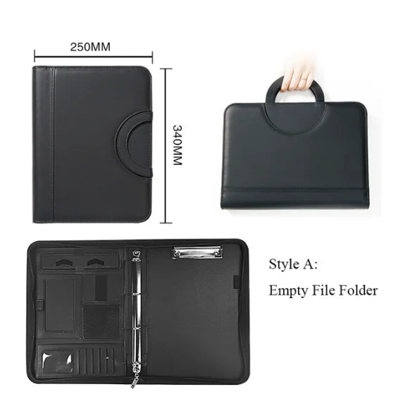A4 Portable File Folder with Calculator Binder Organizer Manager Office Document Pad Briefcase PU Leather Padfolio Bag Customize