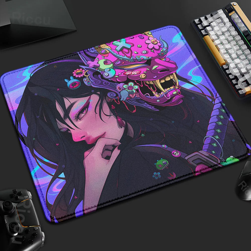 45x40CM Non-slip Mousepad Mask Girl Speed Table Pad E-Sports Keyboard Oni Mice Mat Game Professional Premium Suture Edge Deskmat