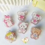 6 pieces Cute Cartoon Kitten Clip Acrylic Transparent Memo Paper Clip Journal Scrapbook Decorative Supplies School Stationery