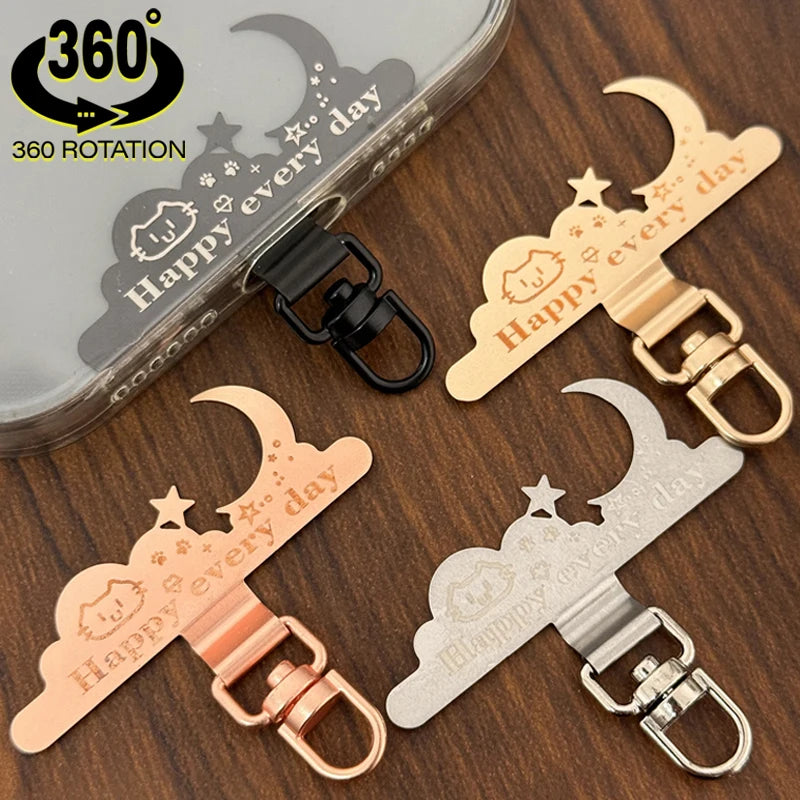 4-1Pcs Phone Lanyard Patch Anti-Lost Replacement Phone Tether Tabs Metal Cute Mobile Phone Lanyard Tether Tabs Patch Clips Ins
