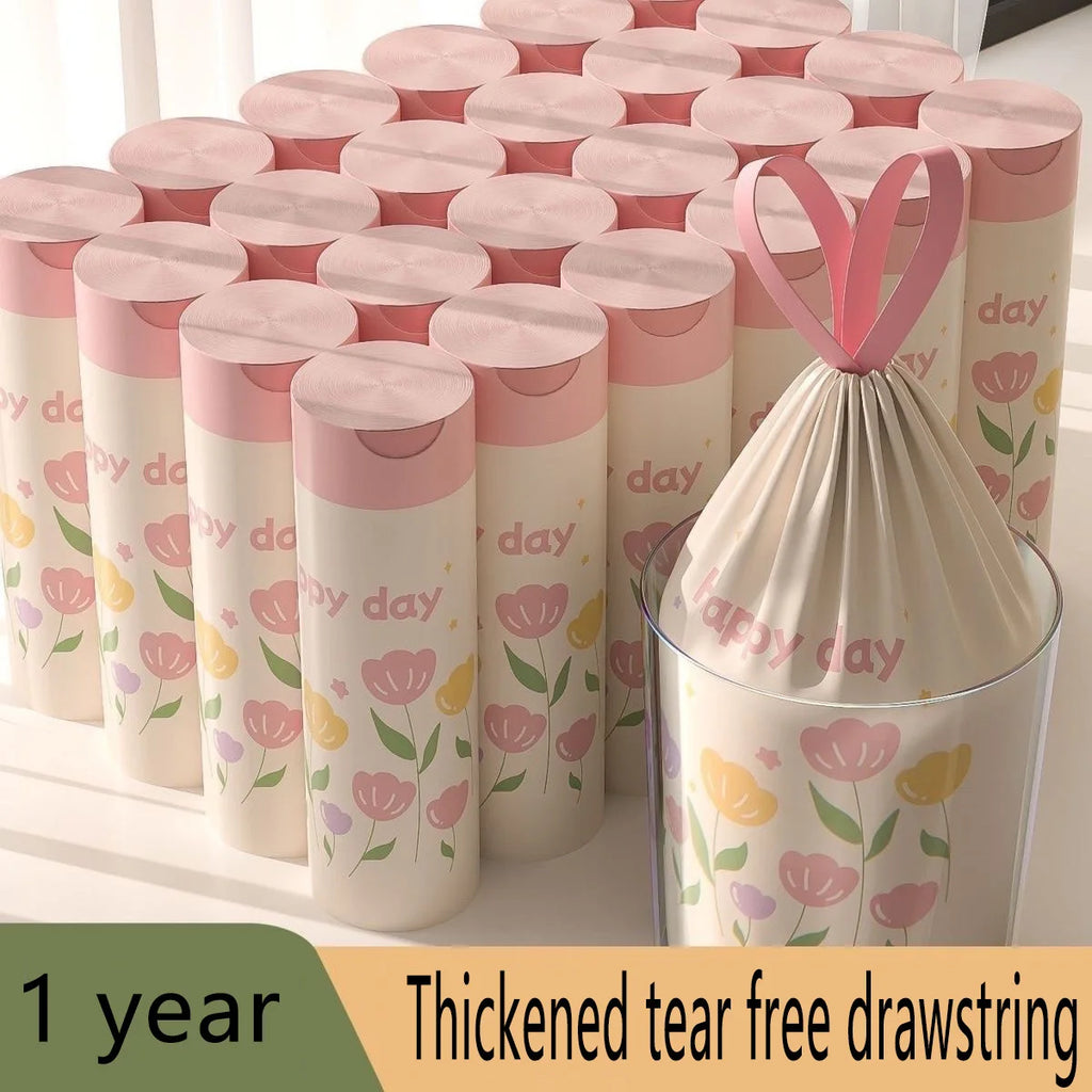 Lavender Trash Bags 100 Pack Thickened Lavender Scented Drawstring Trash Bags High-Density Polyethylene Large Size Multipurpose