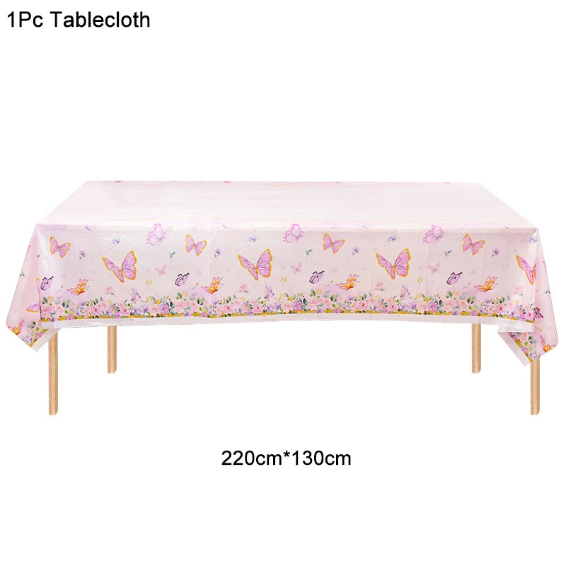 Butterfly Disposable Tableware Set Paper Plate Cup Napkins Pink Butterfly Birthday Party Decoration Baby Shower Wedding Supplies