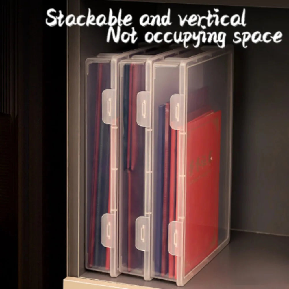 Organized Plastic Document Organizer Square Shape Clear A4 Organizing Box Storage Box