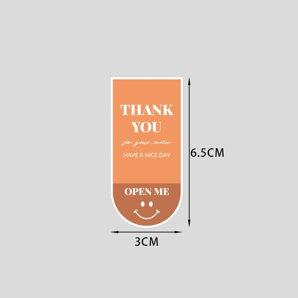 50-100pcs Colour Thank You For Your Order Stickers Smile Decorative Sealing Stickers For Business Delivery Packaging Mailing Bag