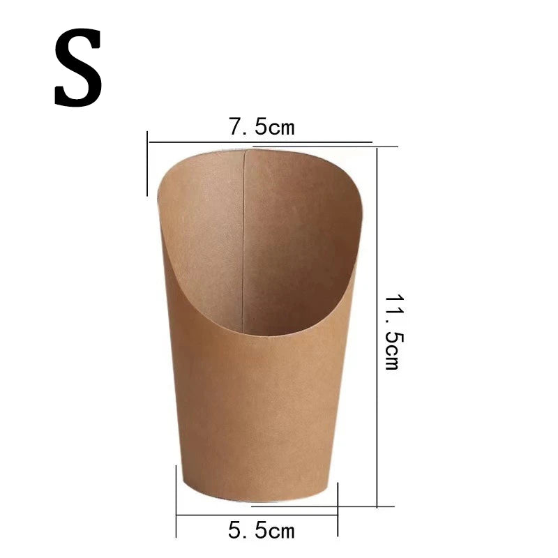 100PCS French Fries Cups Disposable Kraft Paper Cups Snack Containers Charcuterie Dessert Supplies Baking Cups Take-Out Party