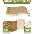 1/6/12Pcs Natural Kitchen Sponge Cellulose and Coconut Scrubber for Dishes Pack of Household Cleaning Sponges White