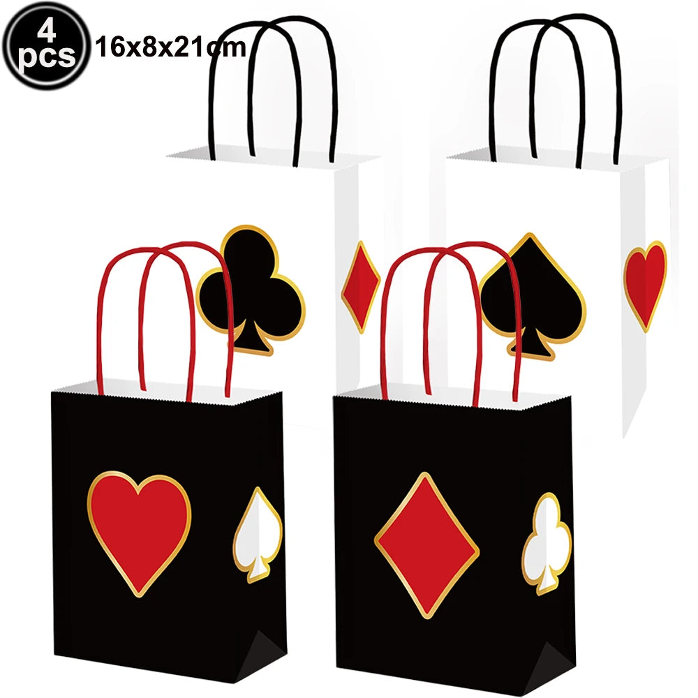 Casino Party Supplies for Men/Adults Poker Paper Plates Cups Napkins Straws for Poker Night Las Vegas Party Decorations