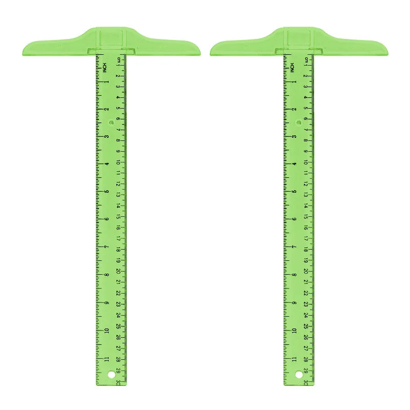 2PCS Transparent T-Square Ruler 30cm, Plastic Drawing T-Ruler for Students, Engineering Drafting Tool Set