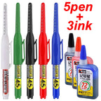 1-12 PCS 45mm Tip Waterproof Long Head Marker Pen Quick-Dry Ink for Woodworking Construction, Deep Hole White Black Red Blue