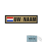1PC 10cmX2.5cm Custom Name Flag Patch Badge Khaki Iron On Or Hook Loop Netherlands Russia Lithuania France Italy Spain Israel