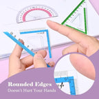 12Pcs transparent ruler set for school and office: shatterproof colorful acrylic, clear lightweight geometry measuring tool wit