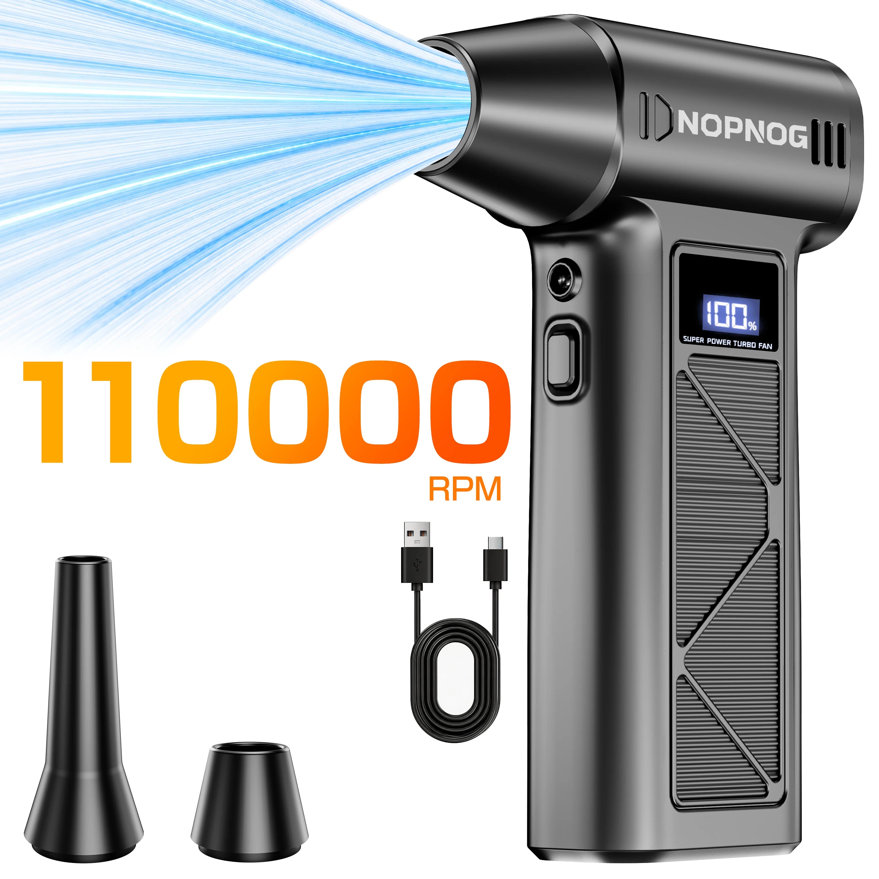Car Snow Blow Electric Air Duster Type-C Charging Cleaning Blowing Tool 4 Gears Portable Turbo Blower Fan 110000rpm