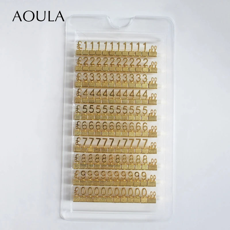 Lot of 10 Metal Mould Assembly Pricing Numbers Stickers Display Tags Digit Cube for Jewelry Shop Counter Price Number Sign Lable