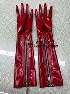 Black Latex Long Gloves with Zipper