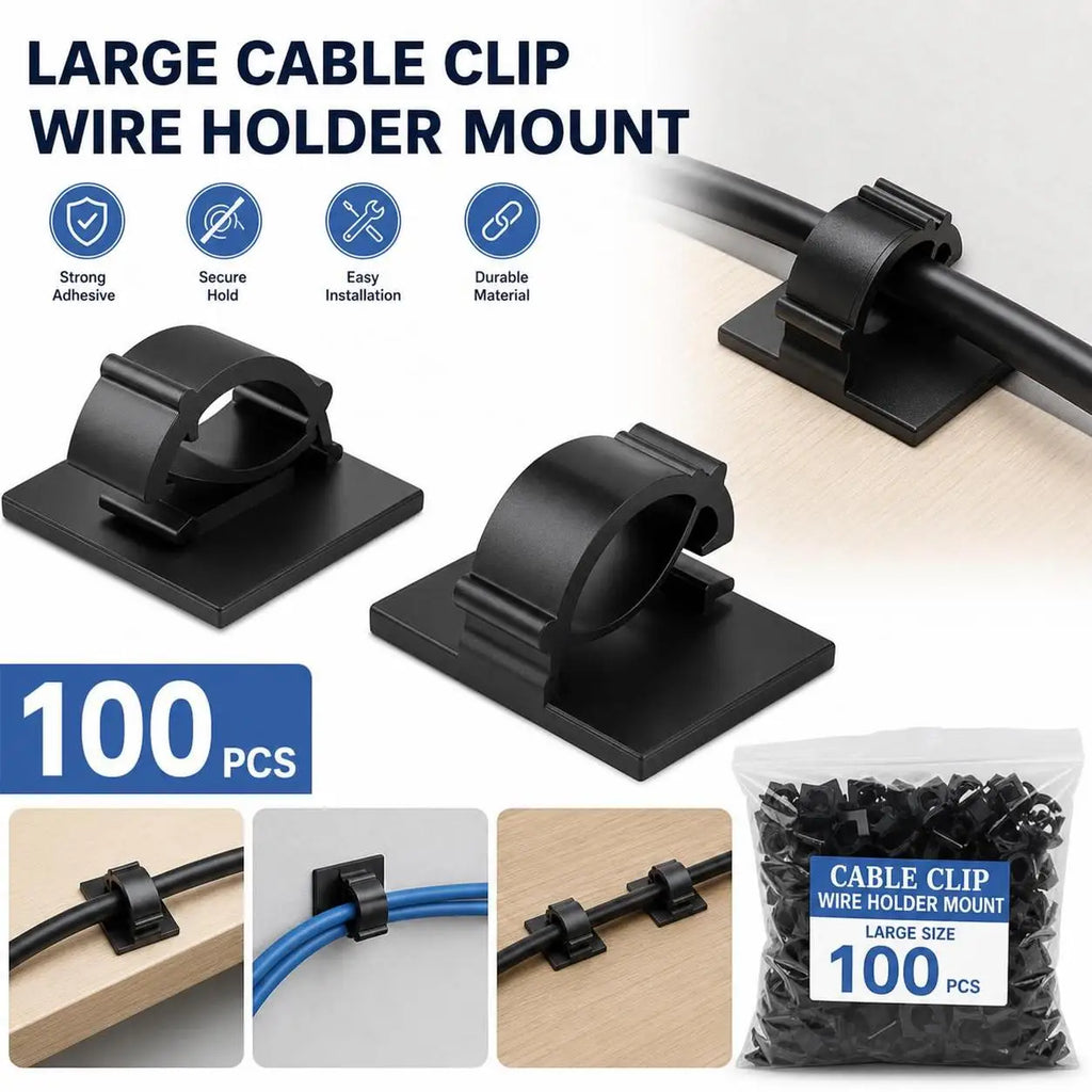 100pcs Stickable Clips Double-sided Tape Adhesive Cable Wire Clips Cable Management Wire Cable Holder Clamps Cable Tie Holder