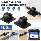100pcs Stickable Clips Double-sided Tape Adhesive Cable Wire Clips Cable Management Wire Cable Holder Clamps Cable Tie Holder