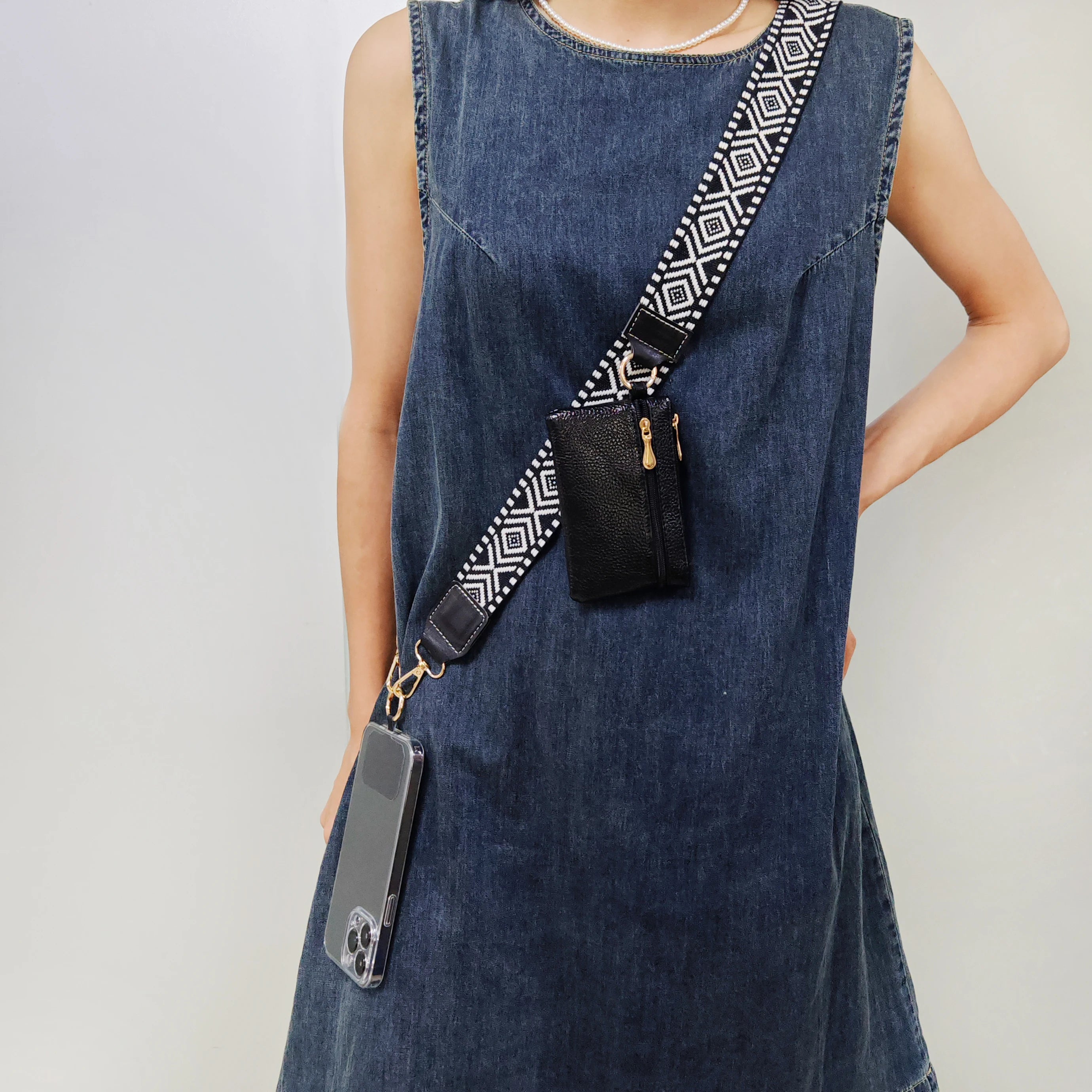 Adjustable 2-in-1 Crossbody Mobile Phone Lanyard Strap Anti-lost Cell Phone Case Rope With Universal Clip Zippered Coin Purse