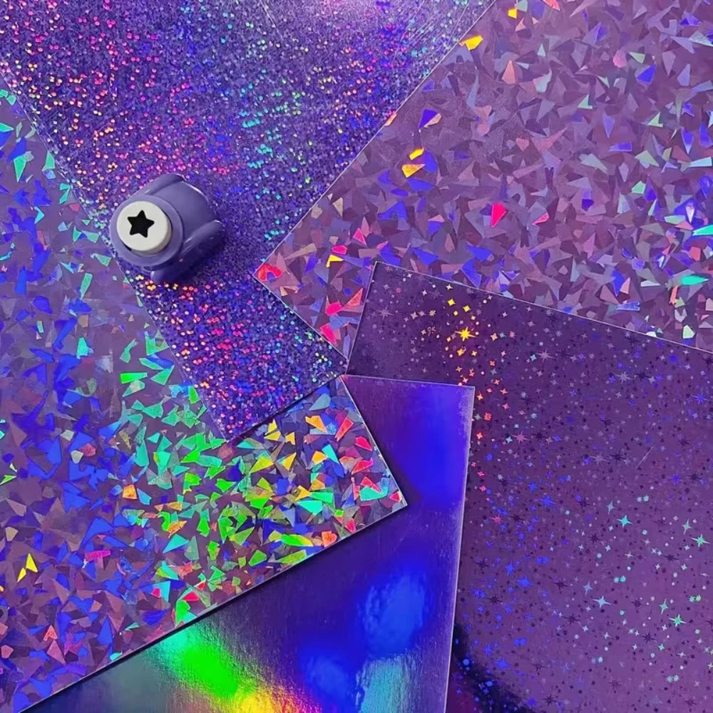 20 Sheets Holographic Cardstock 8.5 x 11, 250gsm Metallic Cardstock Glitter Shiny Iridescent Mirror Paper for Scrapbooking DIY