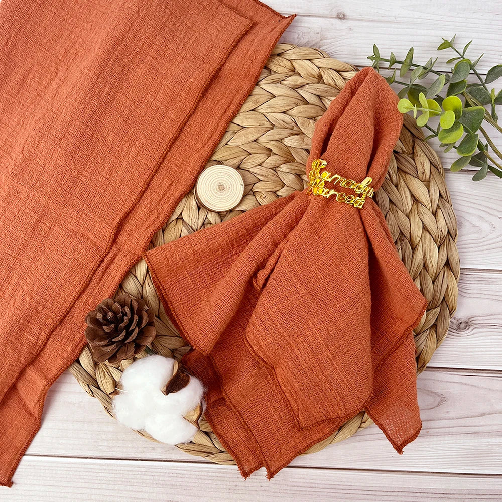 Set of 6 Cotton Cloth Napkins Gauze 30x30cm Fabric for Wedding Decor Everyday Use Dinner Tea Towel Table Village Christmas Napki