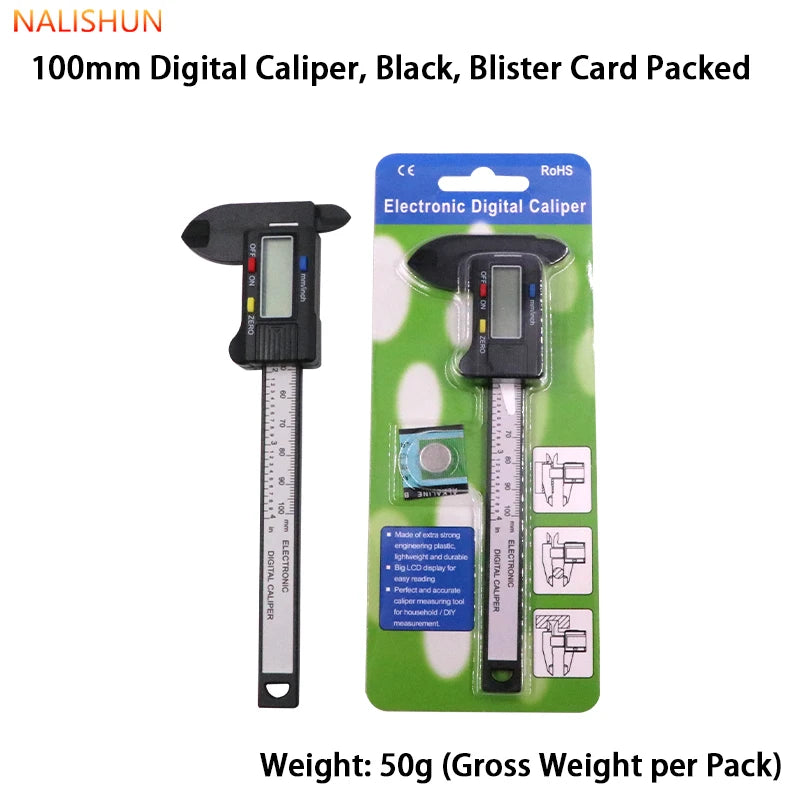 0-100mm/0-150mm Carbon Fiber Digital Caliper 0.01mm High Precision, Electronic Vernier Measuring Large LCD Screen Inch/mm