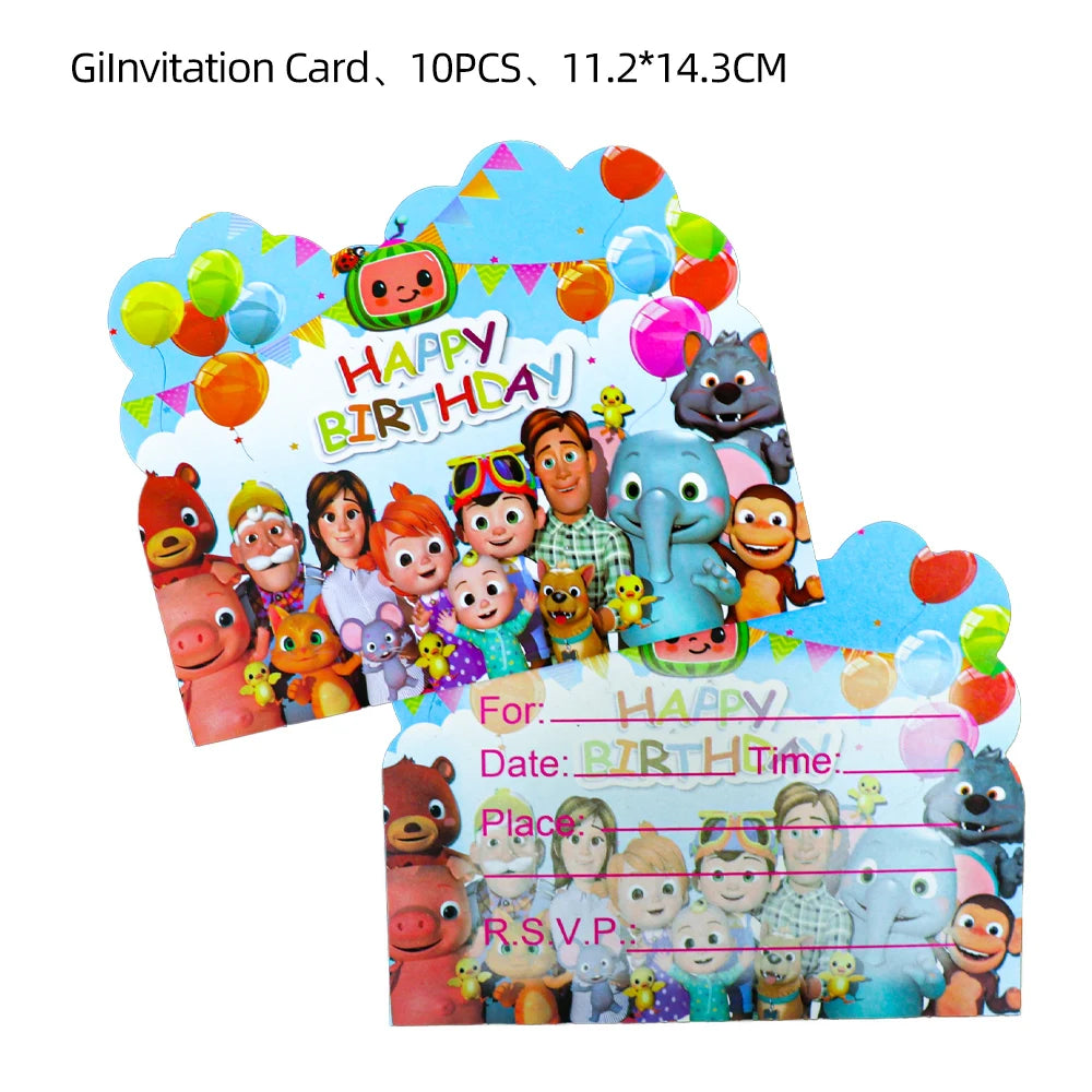 Cartoon Family Theme Birthday Party Decoration Disposable Set Tableware Plate Napkins Tablecloth For Kid Shower Supplies Puzzle
