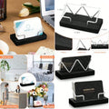 2 Pieces Wood Business Card Holder For Desk Wooden Business Card Display Stand Postcard Holder For Office Home Desktop Black, Silver