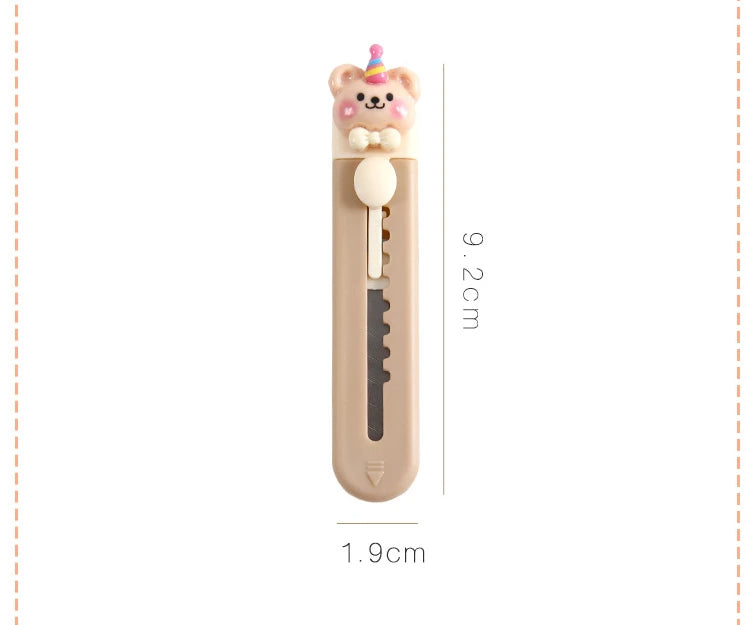 1 Piece Cartoon Utility Knife for Student Cute Fashion Box Cutter Small Portable Kawaii Beige Coffee Color Letter Opener Office