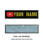 YouTube Logo 10X2.5cm Embroidery Custom Name Text Patch Stripes Badge Iron On Or  Patches