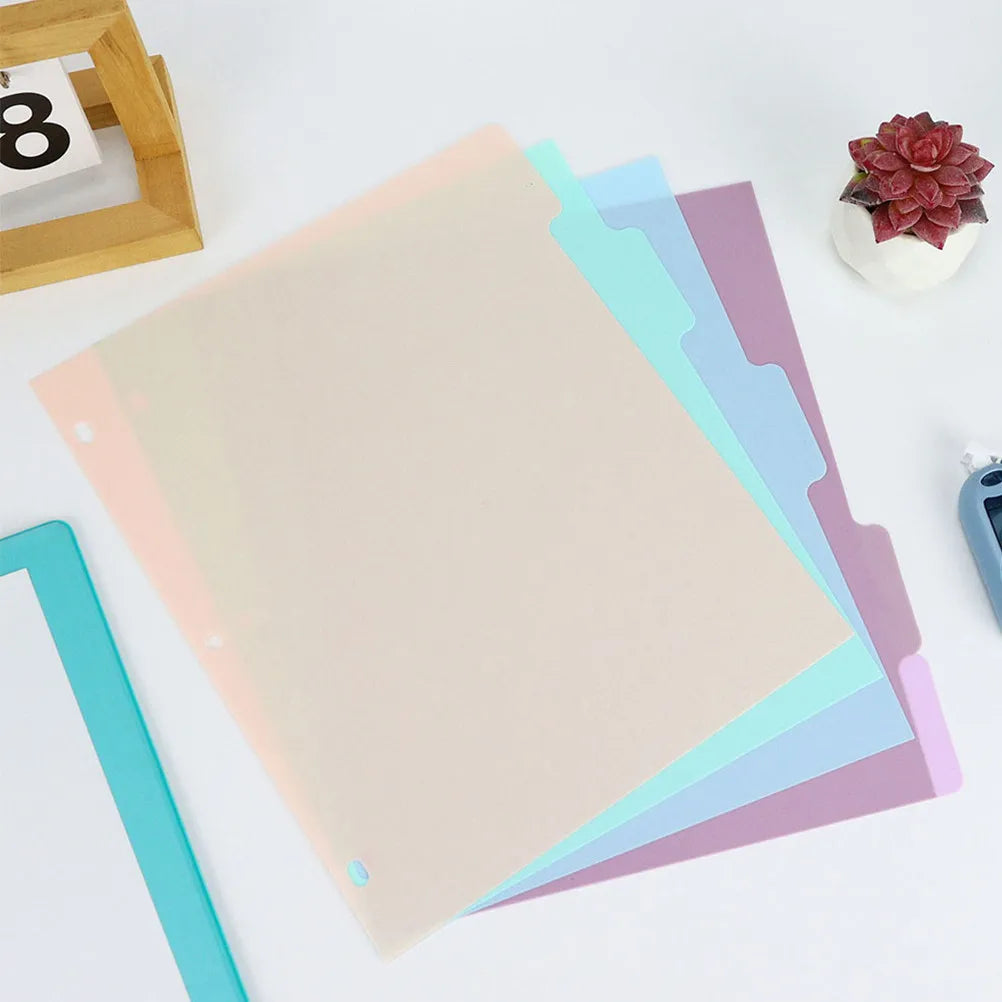 1 Set A4 Binder Dividers PP Frosted Multi-Section Index Tabs for School Office Document Organizer Journal Inserts