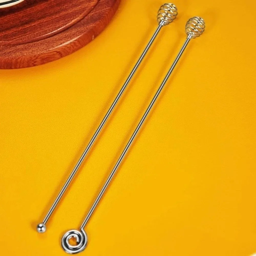 4pcs Mixing Spoon Reusable Coffee Stirrers Long Handle Multi-Function Drink Stirrers Silvery Decorative Stirring Rod Kitchen