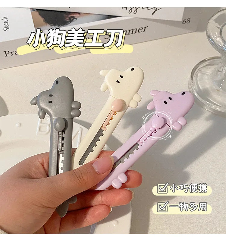 1Pcs Cartoon Cute Dog DIY Mini Multipurpose Pocket Folding Knife Letter Pen Envelope Opening Knife