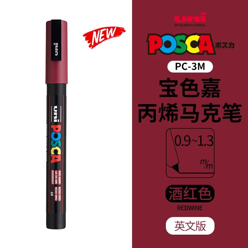uni POSCA POP Water-Based Marker,Assorted Colors PC-1M/3M/5M 0.7~2.5mm Tips Professional Acrylic Paint Pen for Artists&Designers