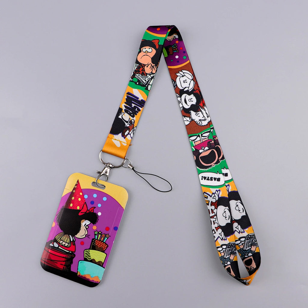 Cartoon Girl Credential Holder Cute Lanyards for Key Neck Strap For Card Badge Gym Keychain Keyring Accessories Gifts