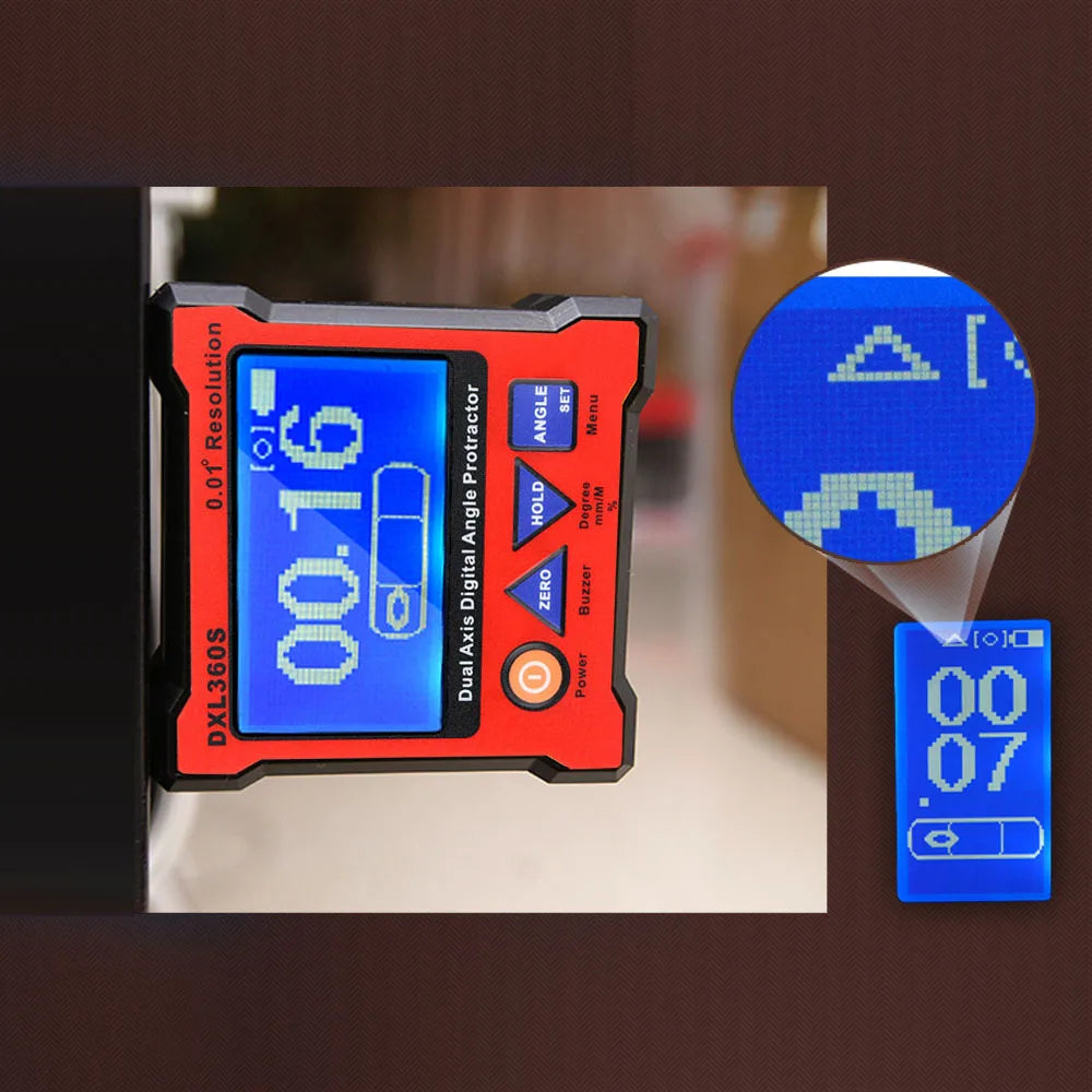 DXL360/DXL360S Dual Axis Digital Angle Protractor with 5 Side Magnetic Base High-precision Dual-axis Digital Display Level Gauge