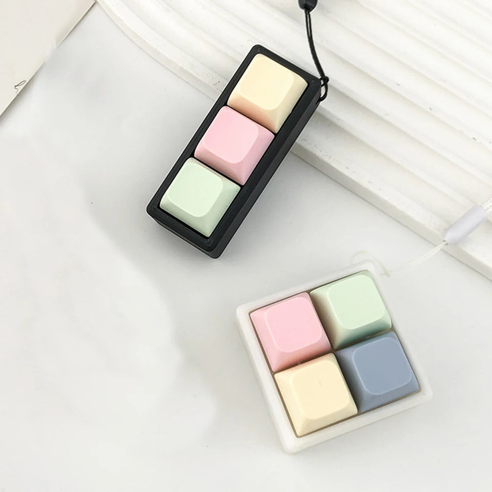 ZAKOL New 2/3/4 Keys Finger Keyboard Keycap Stress Relief Fidget Keychain Pass The Time Key Button Pinch Toy Adult