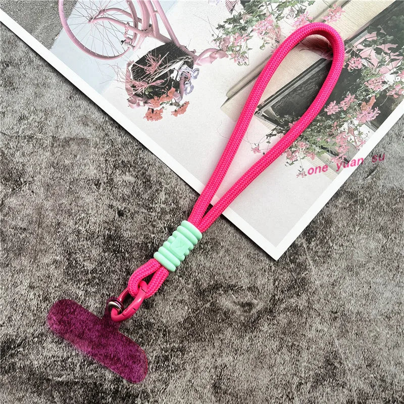 Cellphone Strap Candy Color Rope for Cards Metal Keyring Wrist Lanyard Keychain Portable Cellular Pendant Premium Hand Strap