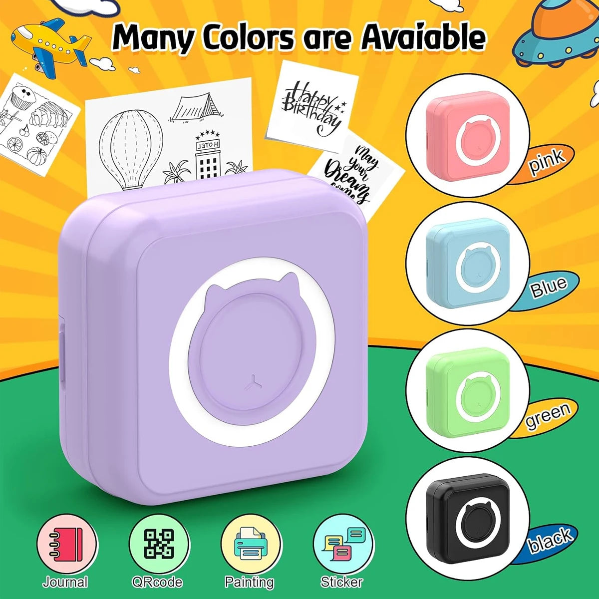 Mini Printer for IPhone and Android, Wireless Mini Photo Printer Label Printer, Portable BT Mini Thermal Printer Print Labels