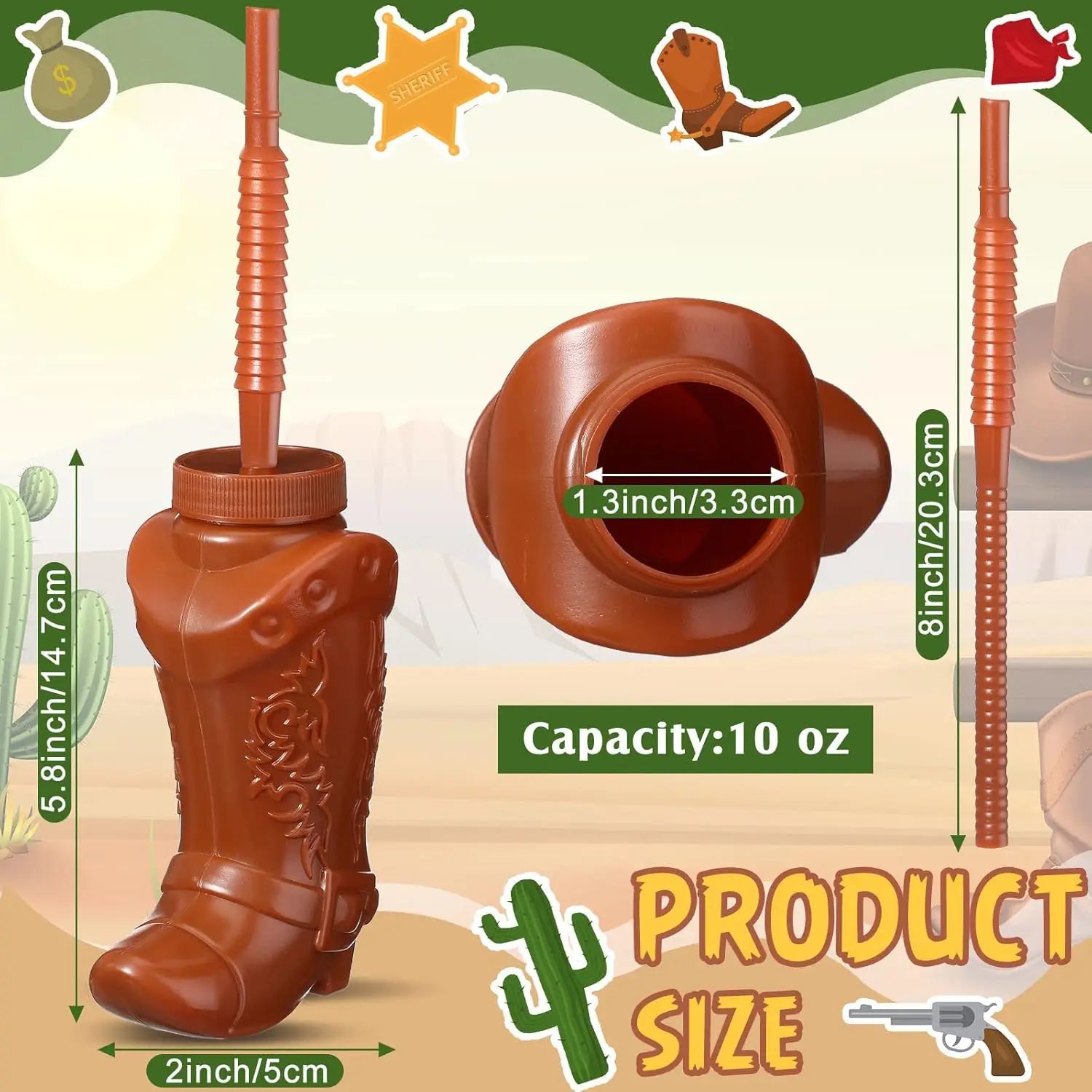 Plastic Cowboy Boot Cups with Straws and Lids Reusable Cowboy Cup for Western Themed Party Supplies Rodeo Birthday Decorations