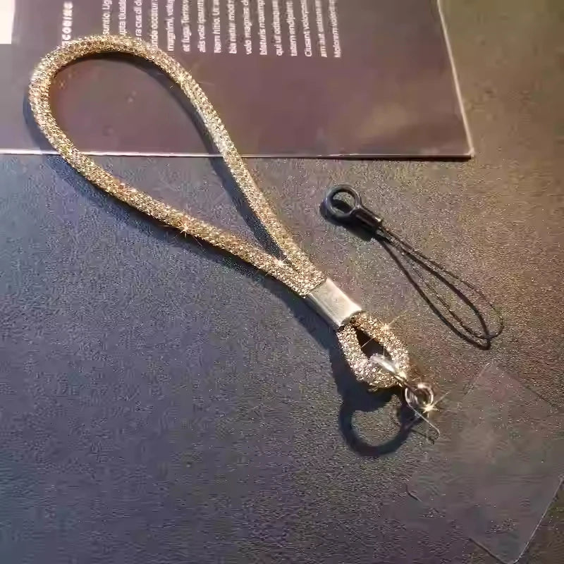 INS Glitter Phone Lanyard Phone Crystal Wrist Straps Keychain Anti-lost Rope For iPhone 16 Samsung Universal Bling Hanging Cord