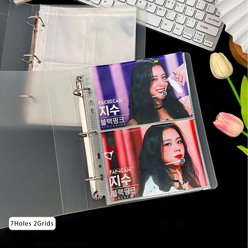 A5 3/7 Ring Binder Transparent Photo Album PP Inner Page Sleeves 1/2/4/6-Grid DIY Photocard Collect Book For 3 4 5 6 7 Inch Card