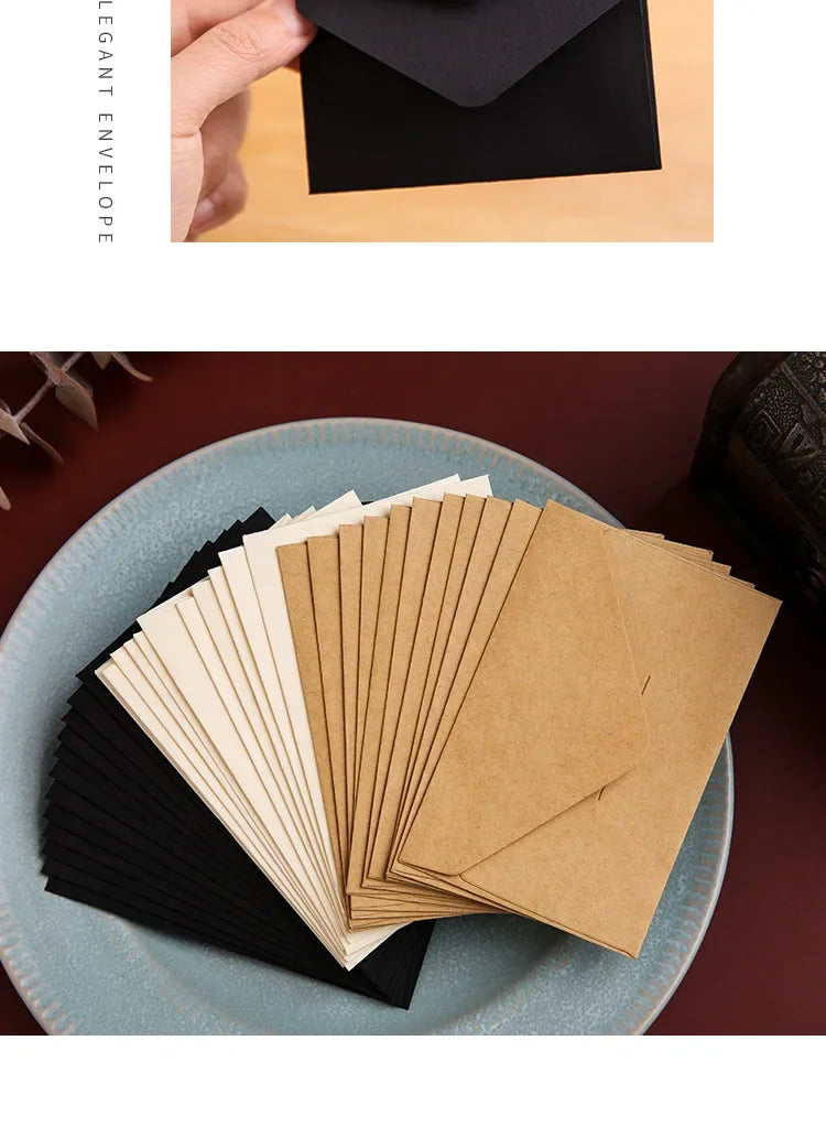20/40/80PCS Classical White Black Kraft Blank Mini Paper Window Envelopes Wedding Invitation Envelope Gift Envelope