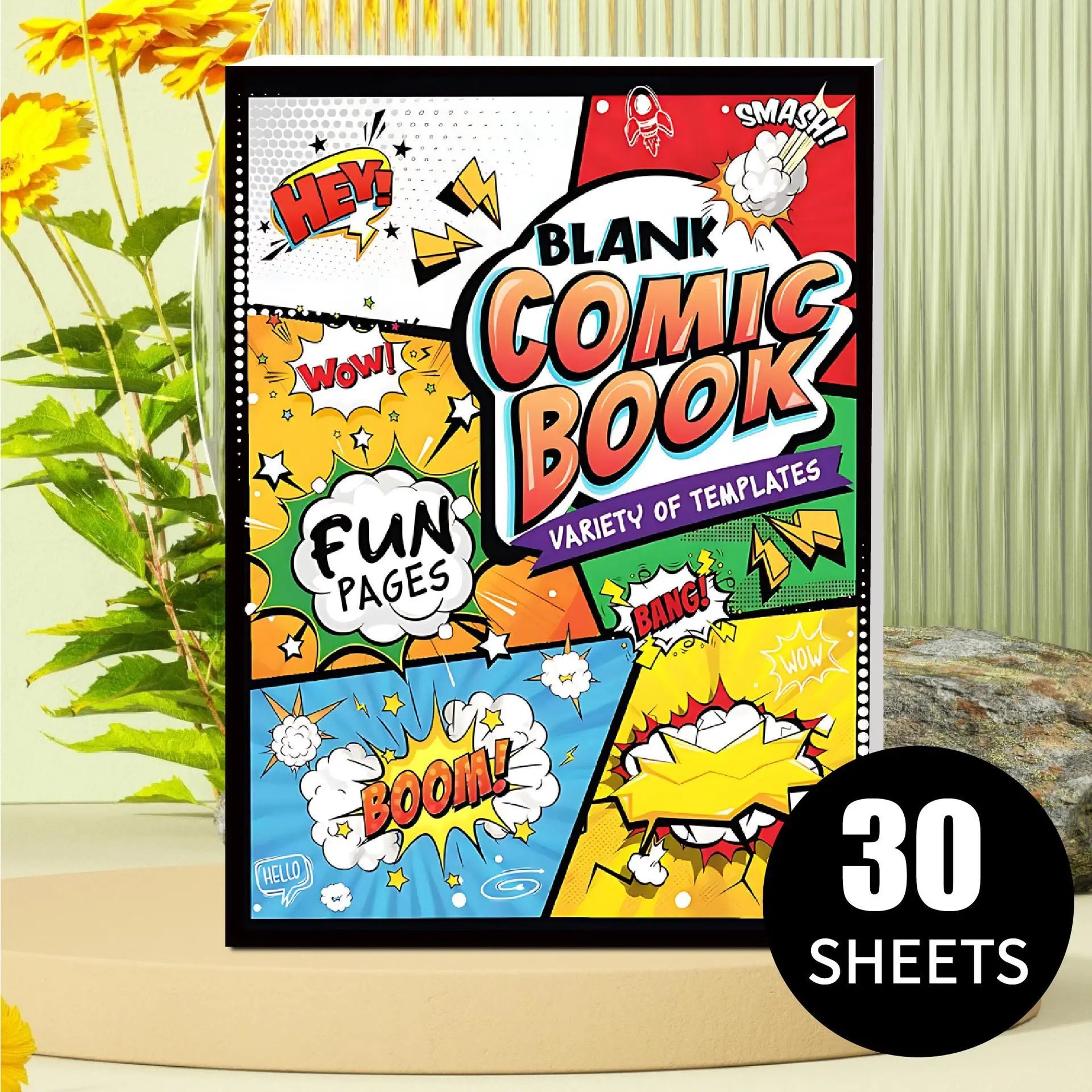 30 Sheets Thick Paper Manga Sketchbook 5.9" x 7.8" Blank DIY Drawing Book with Speech Bubble Templates and Explosion Effects