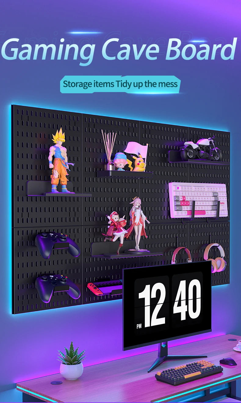 Gaming Gear Pegboard: Wall-Mounted, No-Punch, Study/Gaming Room – Figure Storage & Decor. Abundant Parts, Free Mix