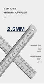 2.5mm Thick 50cm Stainless Steel Ruler Metric Inch Straightedge for Woodworking Construction Drafting Teaching and Measuring