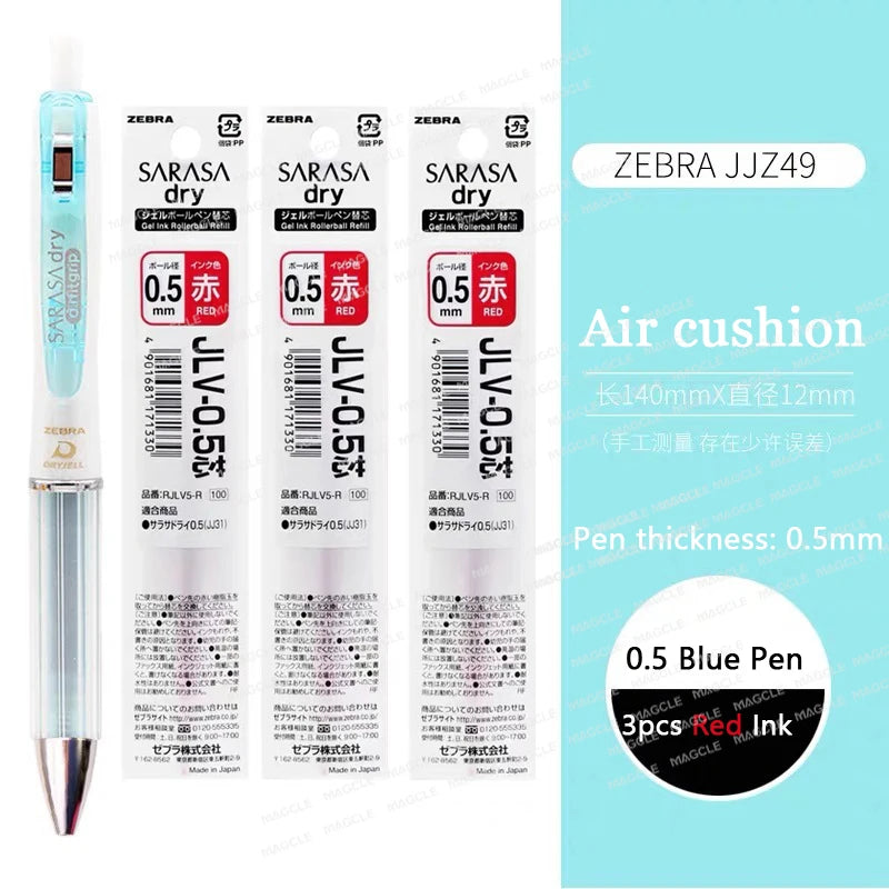 ZEBRA SARASA Dry airfitgrip Gel Pen 0.5/0.4mm Black Core Quick-Drying Smooth Writing Stylos boligrafo gel Stationery for school