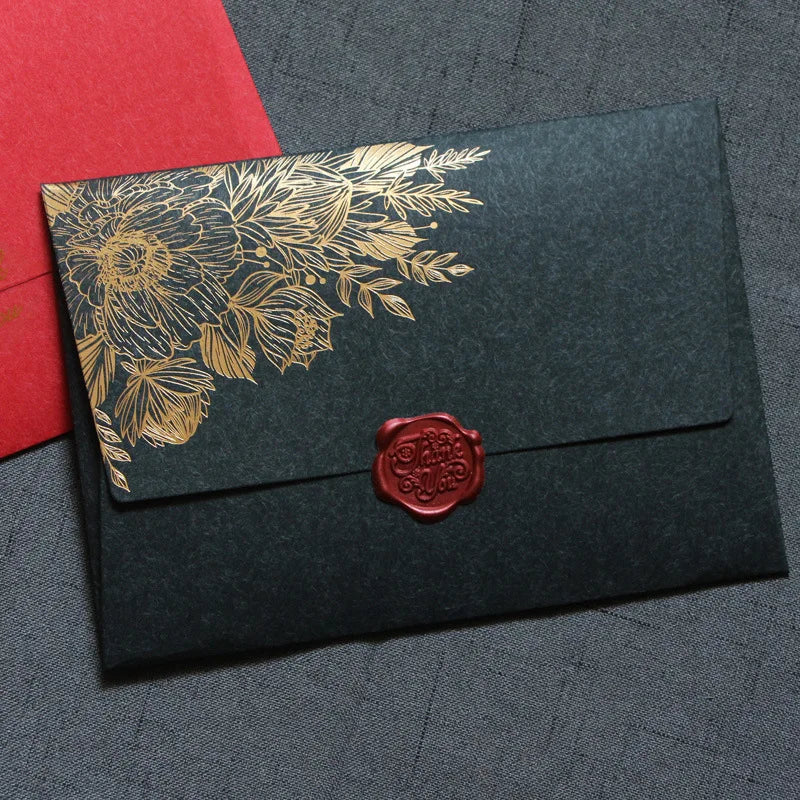10pcs/special Paper Card Hot Stamping Invitation Letter Envelope, Pearl Paper Packaging Thick Envelope