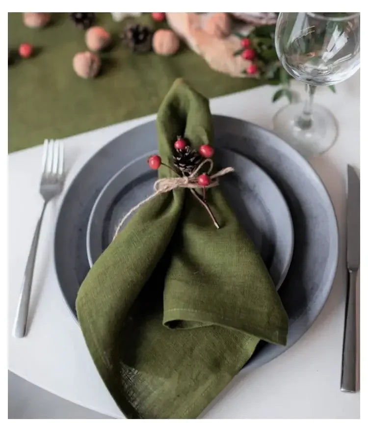 High Quality 100% Linen Napkins Restaurant Wedding Dinner Solid Color Cloth Pure Linen Classical Custom Home Table Napkin