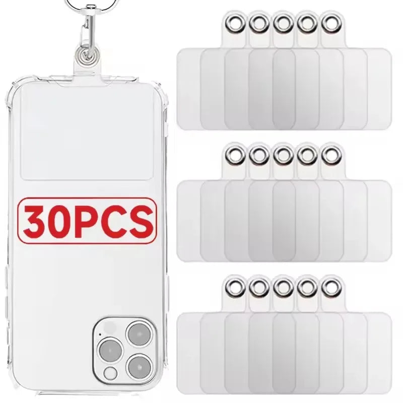 1-30pcs Strong Transparent Phone Lanyard Cads Universal Mobile Phone Flexible Tether Tabs Clear Hanging Strap Patches Cord Clip
