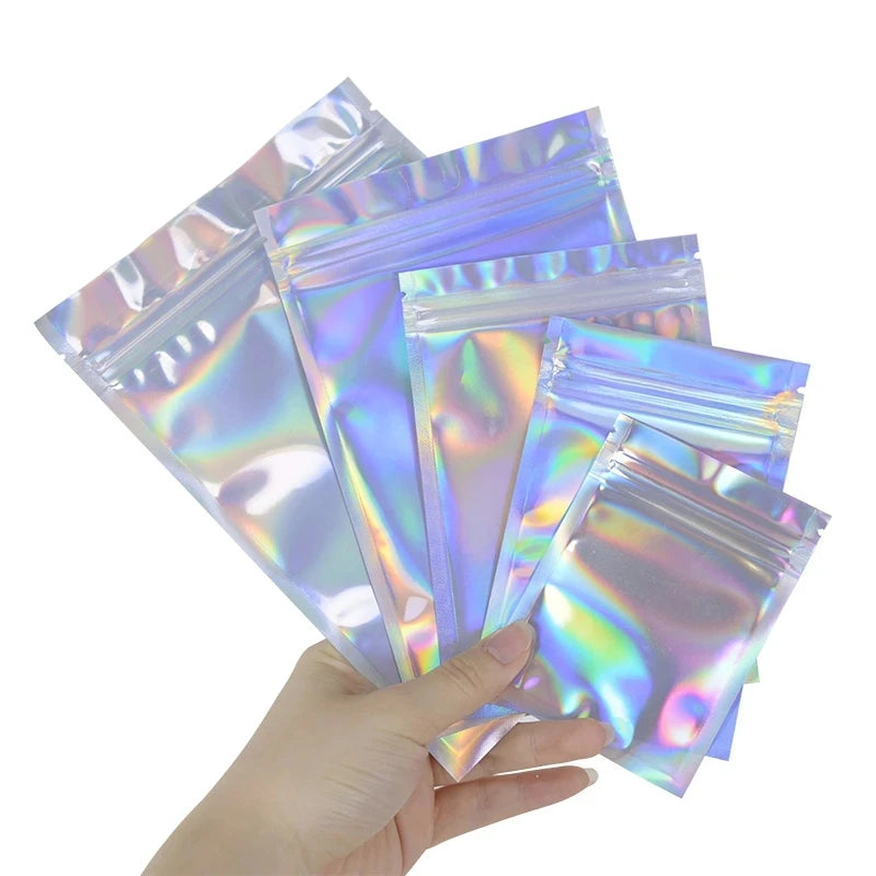 Resealable Laser Ziplock Bags For Necklace Food Storage Bags Pouch Packaging Bag Multifunctional Bubble Mailers